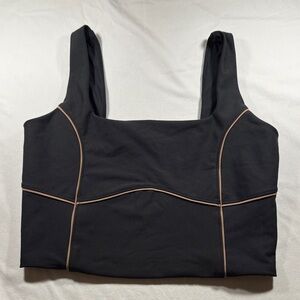 YPB Black Crop Top with Tan Accents